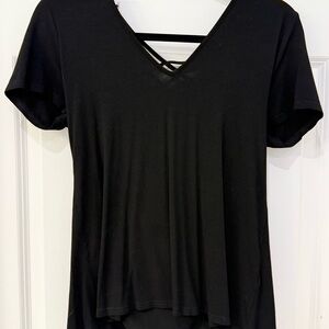 Black Asymmetrical Shirt with Short Sleeves